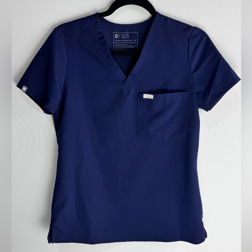 Figs Deep Blue V-Neck Scrub Top